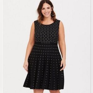 Black & White Dotted Skater Sweater Dress